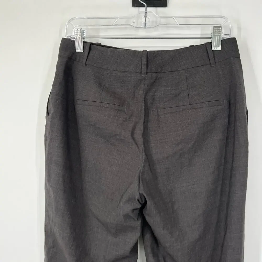 M.M. Lafleur Gray Mid-Rise Wool-Blend Trouser Pants